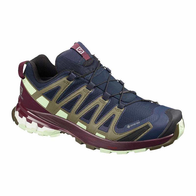 Chaussures De Trail Running Salomon Femme Bleu Marine / Bordeaux - Salomon XA PRO 3D V8 GORE-TEX - F